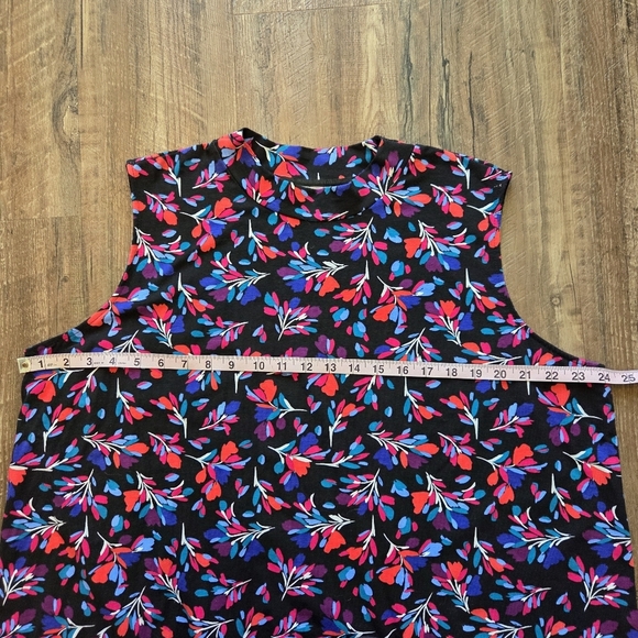 Woman Within 22/24 1X Floral Sleeveless Top Black Pink Blue Purple - Picture 6 of 10